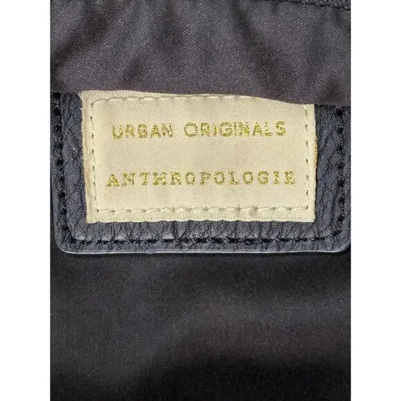 Urban Originals for Anthropologie Black Crossbody Bag Wide Strap, Brass Hardware - Picture 2 of 9